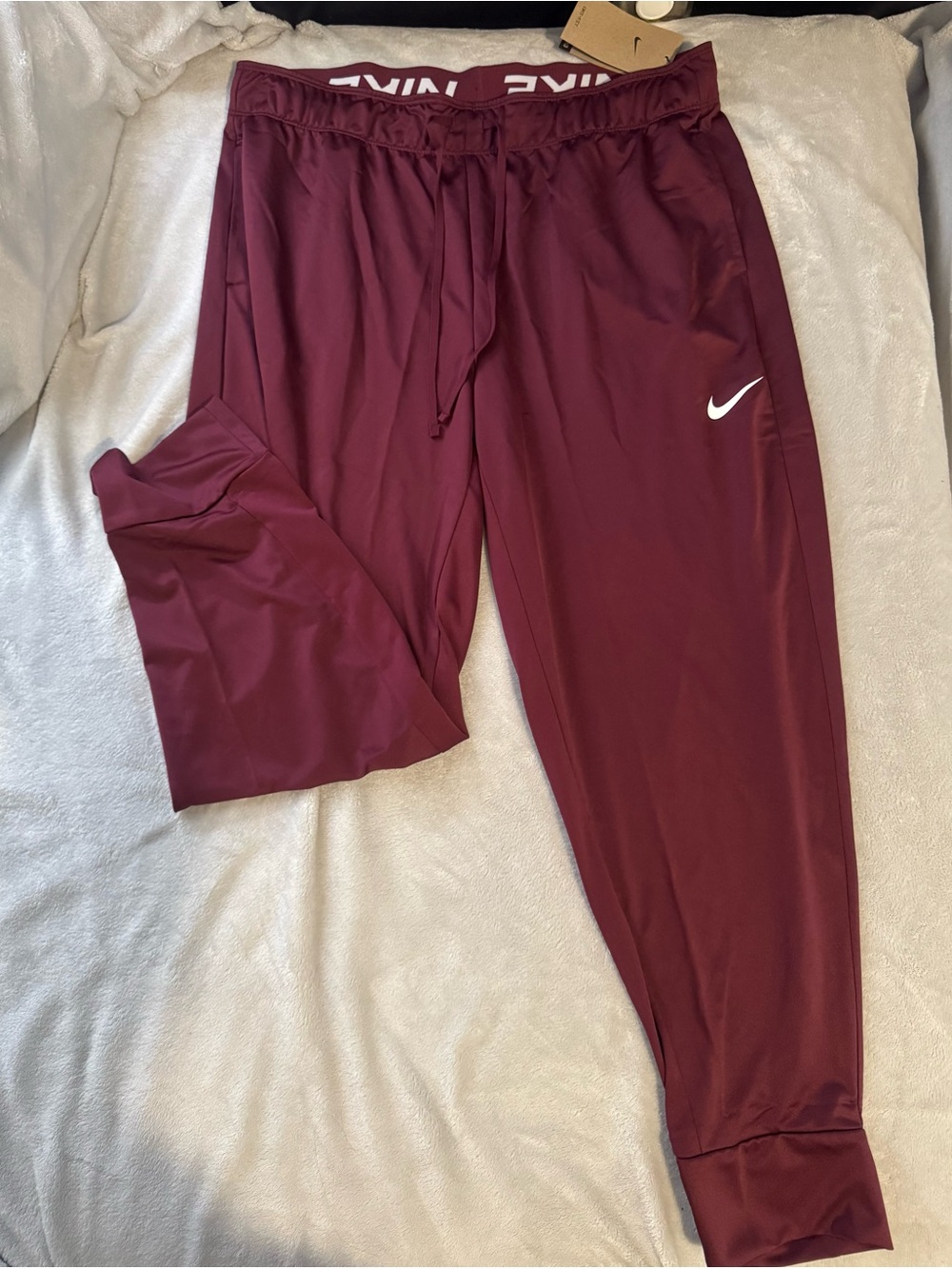 Nike Maroon Dri-Fit Athletic Shorts with White Logo
